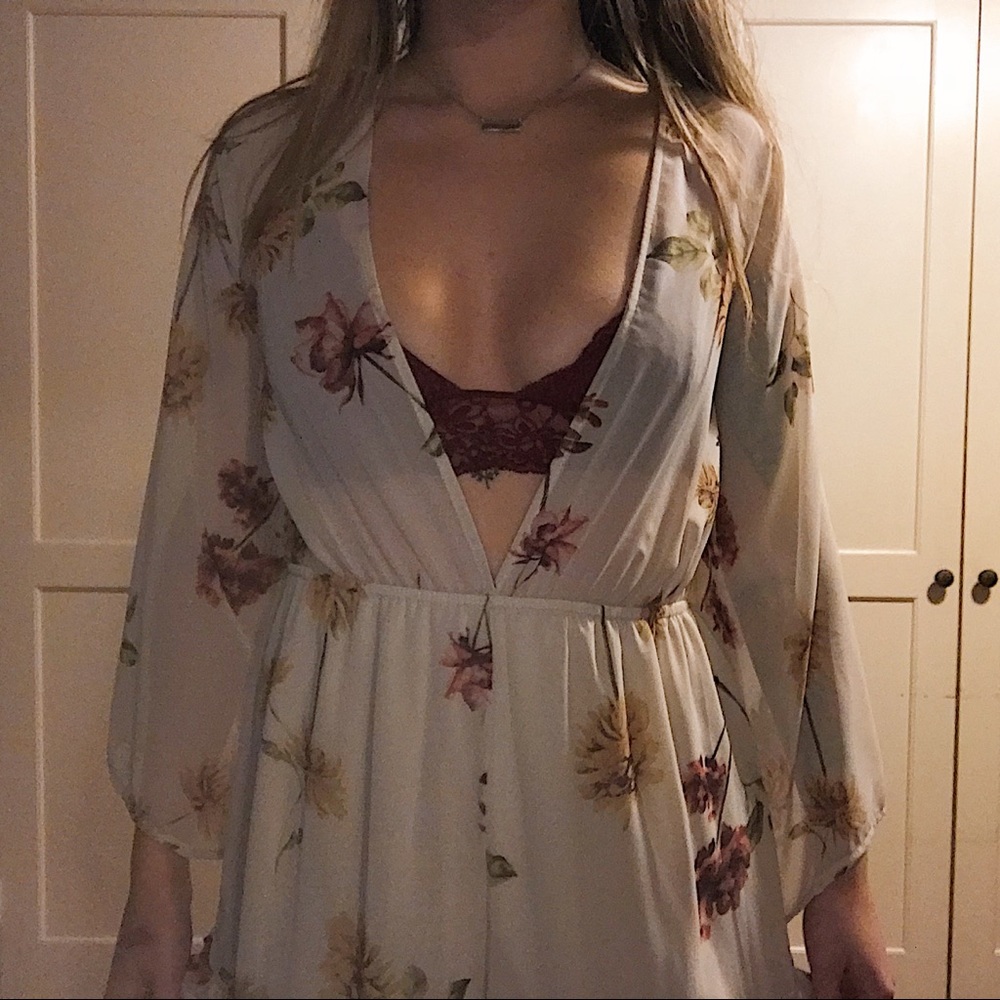 bell sleeve with ruffle floral romper